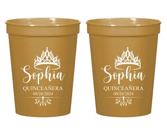 Custom Quinceañera Stadium Cup Favors, Quinceañera Party Plastic Cups, Personalized Quinceañera Stadium Cups, Quinceañera Stadium Cups (273)