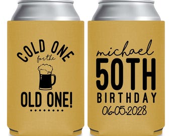 Personalized 50th Birthday Can Cooler Favors, Birthday Can Cooler