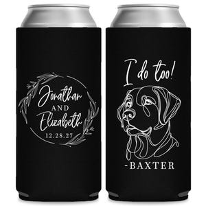 Personalized Pet Wedding Slim Can Coolers, Custom Tall Can Coolers for Pet Weddings, Slim Can Coolers Pet Wedding Favors, Custom Favor (328)