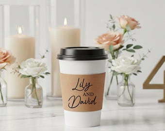 Personalized Cup Sleeve, Wedding Paper Cup Sleeve, Coffee Cup Sleeve Wedding Favors, Custom Coffee Cup Sleeve, Hot Chocolate Cup Sleeve (80)