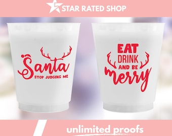Custom Frosted Cups, Chritsmas Cups, Frosted Cups, Plastic Cups, Christmas Party Cups, Frosted Plastic Cups, Plastic Frosted Cups (n)