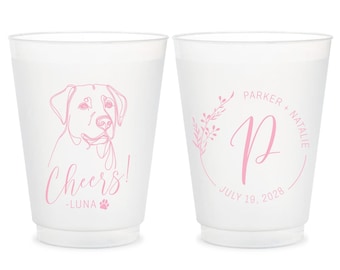 Custom Pet Wedding Frosted Cups, Dog Frosted Cups, Pet Frosted Cup, Customized Pet Wedding Plastic Cup, Personalized Frosted Cup Favor (329)