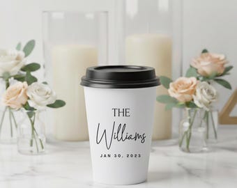 Custom Wedding Coffee Cups, Personalized Wedding Coffee Cups, Disposable Wedding Coffee Cup as Favors, Paper Coffee Cups Wedding Favors (76)