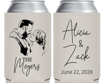 Custom Portrait Wedding Can Cooler, Personalized Can Cooler Wedding Favors, Customized Portrait Can Cooler, Custom Wedding Beer Hugger (274)