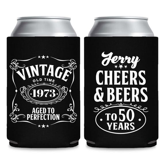 Vintage Theme Custom Can Coolers, Personalized Birthday Can Coolers, Birthday Custom Party Favors, Birthday Can Coolers, 50th 60th 70th  (2)