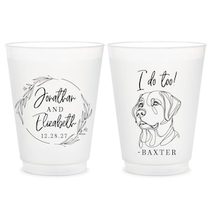 Pet Wedding Frosted Cups, Pet Wedding Plastic Cup Favors, Personalized Pet Wedding Frosted Cup Favor, Customized Pet Wedding Cup Favor (328)