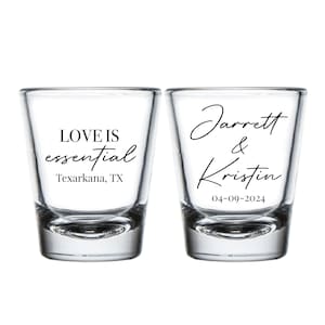 Love Is Essential Custom Wedding Shot Glasses, Custom Wedding Shot Glass, Personalized Wedding Shot Glasses, Wedding Favors for Guests (17)