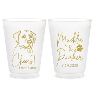 Pet Wedding Frosted Cups, Dog Wedding Frosted Cups, Pet Wedding Plastic Cup, Dog Wedding Plastic Cups, Custom Wedding Frosted Cup Favor (79) 画像 1