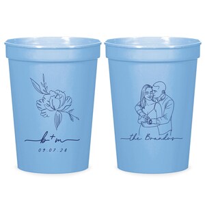 Personalized Wedding Favors, Custom Portrait Wedding Stadium Cups, Stadium Cup Wedding Favors, Personalized Wedding Stadium Cup Favors (350)