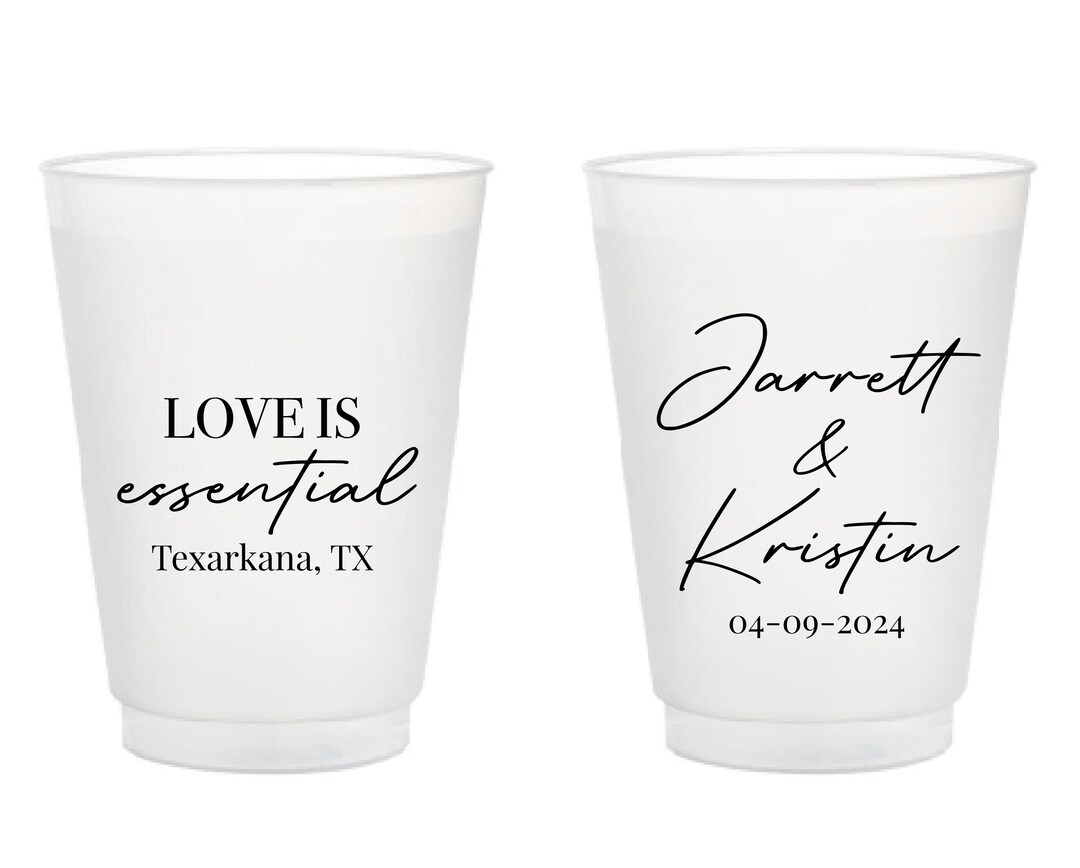 Love is Essential Wedding Frosted Cups Custom Frosted Wedding Etsy
