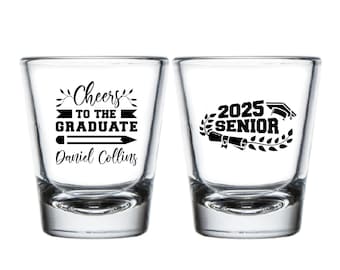 Cheers to the Graduate Shot Glass, Personalized Shot Glass for Graduation, Graduation Party Shot Glass Favors, Graduation Shot Glasses (314)