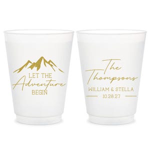 Let The Adventure Begin Wedding Favors, Wedding Frosted Cups, Wedding Plastic Cups, Custom Wedding Reception Frosted Cups, Custom Favor (87)