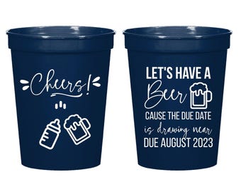 Due Date Is Drawing Near Stadium Cups, Cheers Plastic Cups, Personalized Baby Shower Favors, Custom Baby Shower Stadium Cup, Cup Favor (140)