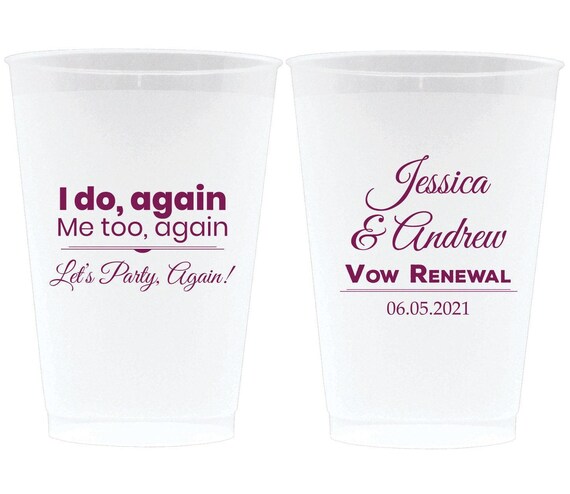 Vow Renewal Frosted Cups, Custom Anniversary Frosted Cups, Customized Frosted Cups, Personalized Vow Renewal, Personalized Frosted Cup (ex)