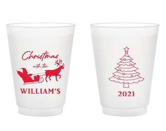 Christmas Party Frosted Cups, Christmas Frosted Cup Favors, Personalized Frosted Cups, Customized Frosted Cups, Christmas Plastic Cups (62)