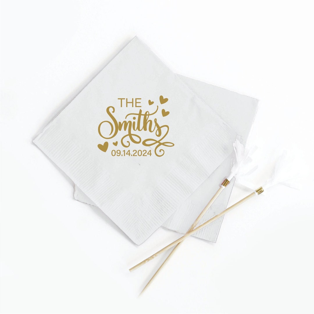 Customized Wedding Napkins, Personalized Cocktail Napkins, Customized