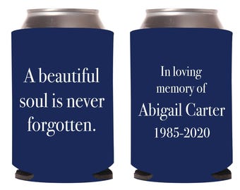 Personalized Can Coolers, In Loving Memory Custom Cooler Favors, Custom Memorial Can Cooler Favors, Custom Funeral Can Cooler Favors (FS5)