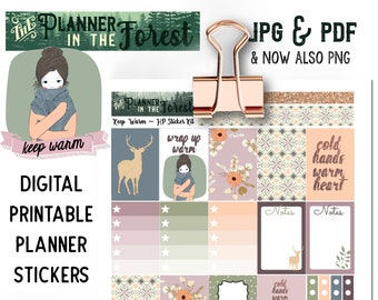 KEEP WARM ~ cosy printable planner stickers for Classic HP ~ winter weekly kit