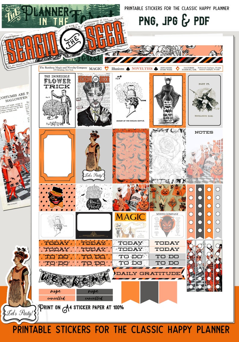 MAGIC TRICKS Vintage Digital Printable Planner Stickers - Etsy