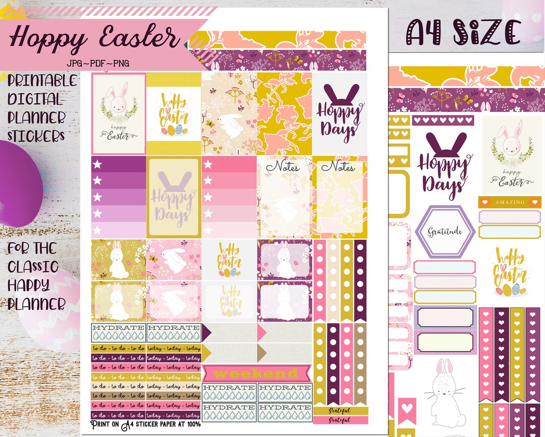 HOPPY EASTER ~ Printable Planner Stickers for Classic Happy Planner ...