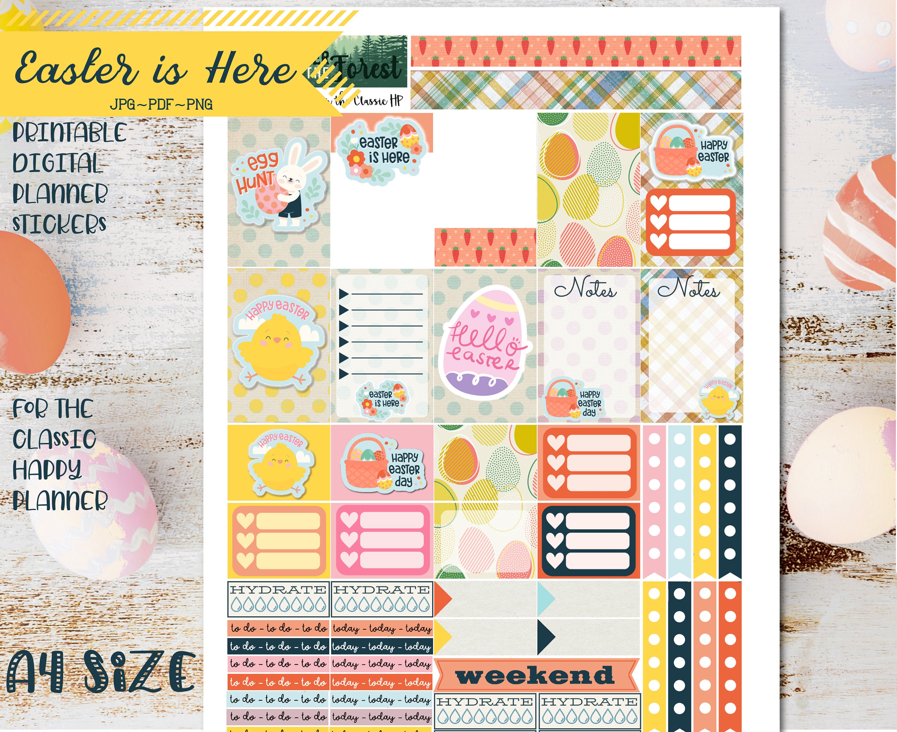 EASTER IS HERE Cute Printable Planner Sticker Kit for - Etsy