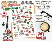 Cute Christmas Mermaid deco printable planner BUJO stickers ~ XMAS ~ winter clipart ~ bullet journal idea