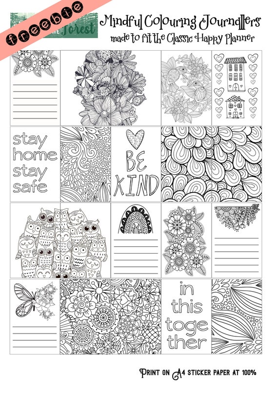 free printable planner stickers mindful colouring etsy