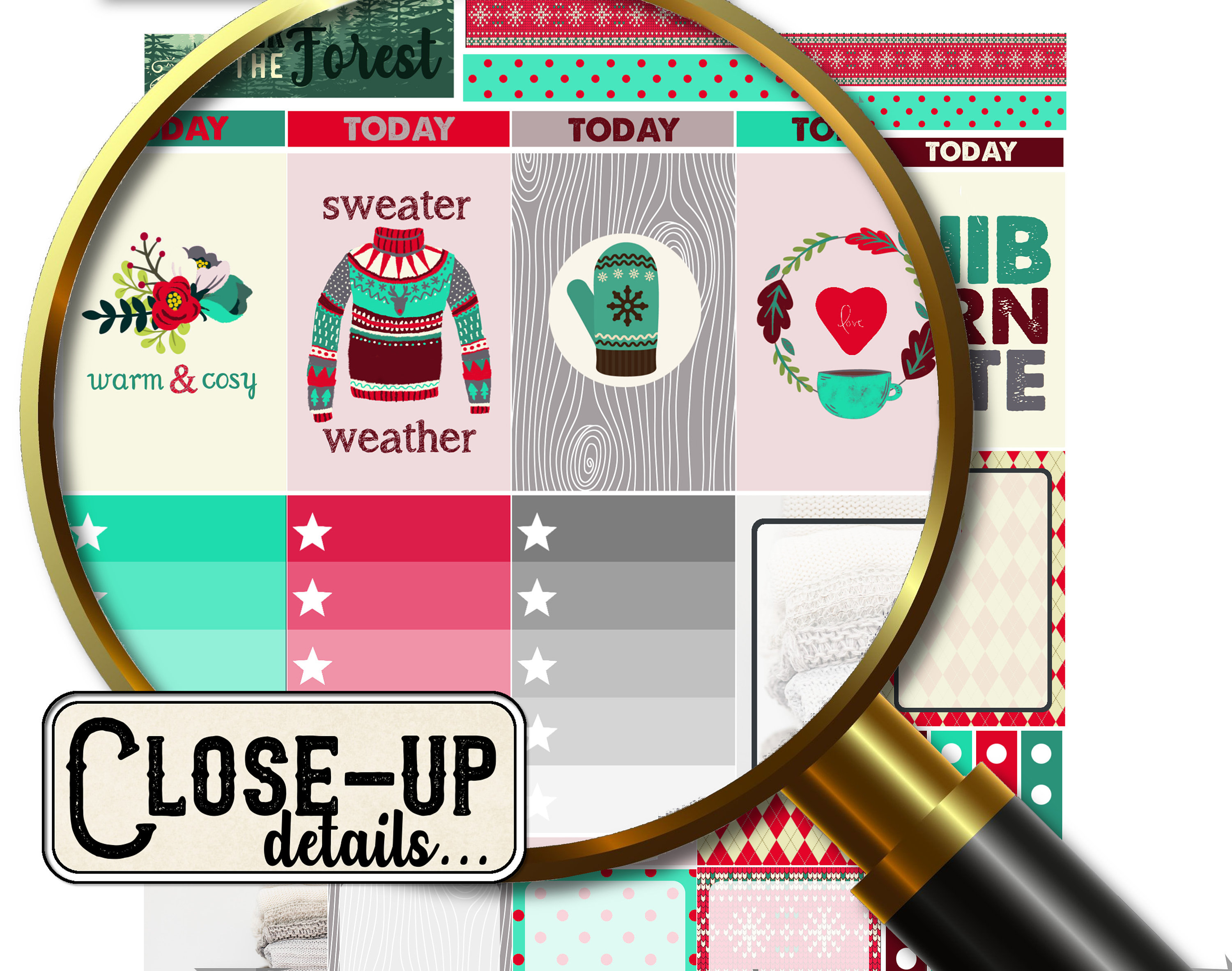 SWEATER WEATHER Printable Planner Stickers for Classic HP Winter Weekly ...