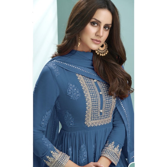 Georgette Designer Floor Touch Anarkali Dupatta Dress Embroidery