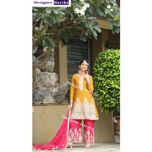 Yellow-Pink Shalwar Kameez, Readymade Clothing USA, Cord set Indian, Pakistani Dresses online Shopping uk, Indian Traditional Clothing Women
