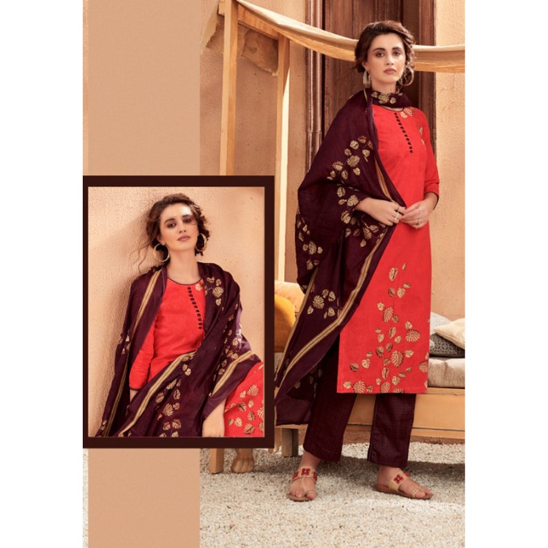 Women's Wear Plus Size Simple Salwar Kameez Palazzo-Pant Suit Festival Wear Beautiful Printed Cotton Straight Shalwar Kameez Dupatta Dresses Choice-2