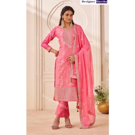 Costume Indien Salwar Kameez Plazzo – Broderie Soie – Taille Sur Mesure