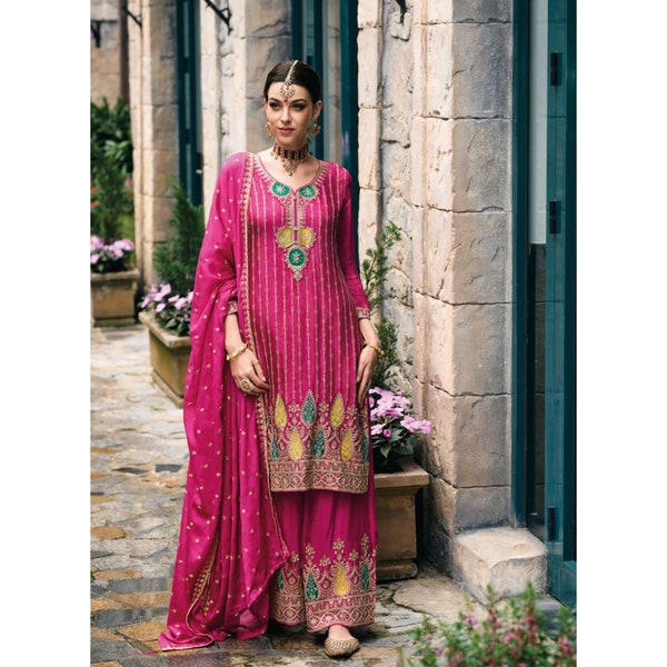 Dameskleding Ontwerper Shalwar Kameez Palazzo Suits Zwaar borduurwerk Indiase Pakistaanse bruiloftsreceptiekleding Salwar Kameez Dupatta-jurk