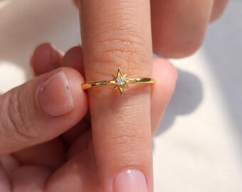 14k Yellow Gold Wedding Ring, Round Cut Moissanite Minimalist Engagement  Ring, Promise Ring