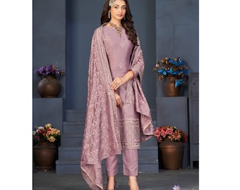 Beautiful Shalwar Kameez Dupatta Dresses Pakistani Indian Wedding Party Wear Embroidery Handmade Worked Designer Straight Trouser Pant Suits