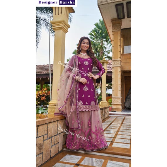 purple color indian dress Purple Gold Silk Knee-Length Ethno-Chic Dress