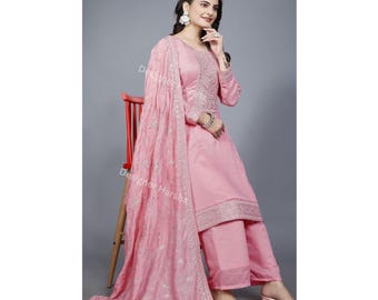 Pakistani Eid wear Outfit, Indian Salwar Kameez Plazzo Suit, Mehndi Dresses for Guests, Punjabi Outfits for Wedding