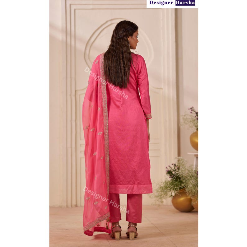 Embroidered Viscose Dola Jacquard Salwar Kameez Pant Suit, Eid Special Pakistani Dresses image 5