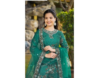 Shalwar Kameez for Ladies, Plus Size Indian Clothing, Punjabi Suit for Wedding, Pakistani Eid-Ramadan Party wear Straight Trouser Pant Suits
