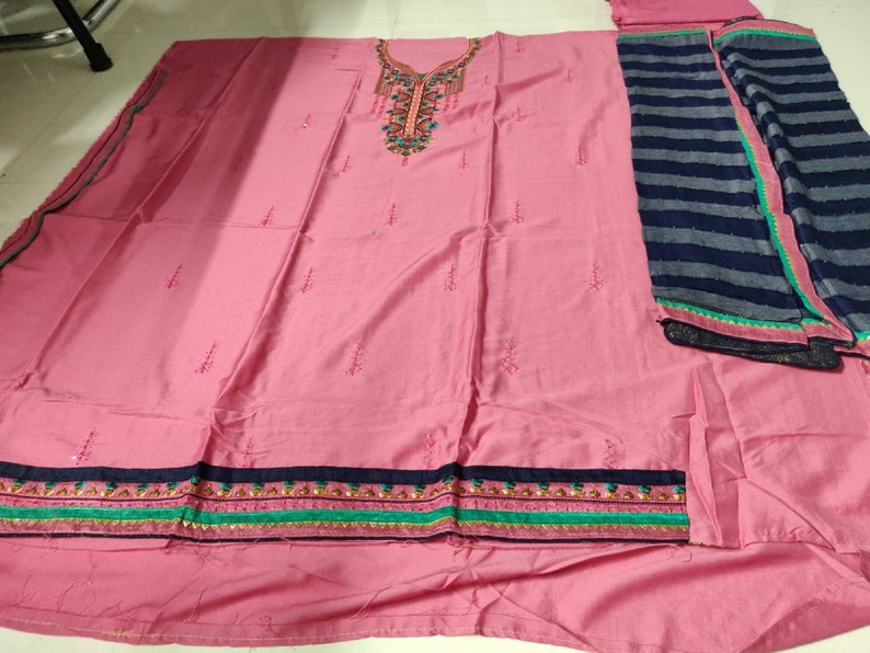 Designer Regular Wear Straight Jam Silk Cotton Fabric Salwar Etsy