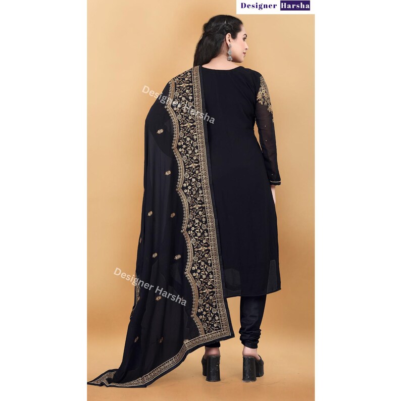 Vestido de fiesta para recepción de boda pakistaní, traje de salwar kameez churidar de georgette, atuendo tradicional de boda. imagen 9