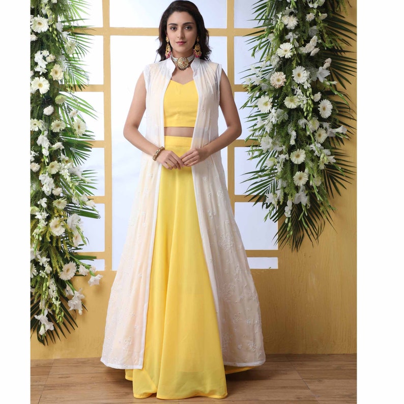 Wedding Wear Long Maxi Skirt Blouse With Full Shrug Koti Etsy