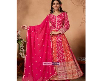 Pink Anarkali Gown with Dupatta, Indian Festive Outfit, Punjabi Wedding Party wear Dress, Traditional Party Wear Suit