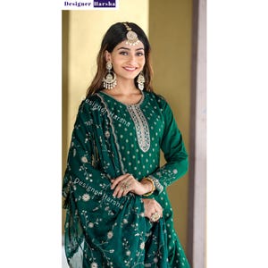 Embroidered Salwar Kameez Pant Suit with Dupatta – Party Wear Indian Pakistani Outfit