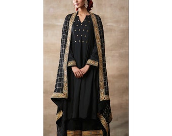 Charming Black Color Designer Salwar Kameez Plazzo Suits Special Occasion Wear Embroidery Handmade Work Palazzo Kameez Heavy Dupatta Dresses