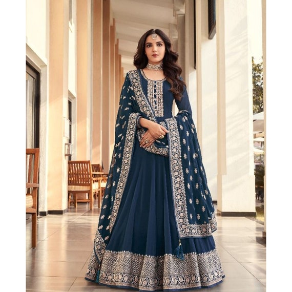 Festive Wear Plain Rayon Long Length Gown Kurtis With Dupatta, Size:  L-xl-xxl at Rs 950 in Surat