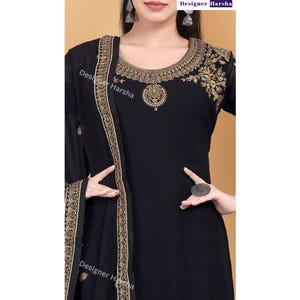 Vestido de fiesta para recepción de boda pakistaní, traje de salwar kameez churidar de georgette, atuendo tradicional de boda. imagen 7