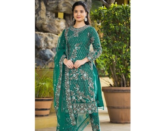 Pakistanischer gestickter Salwar Kameez mit Dupatta, gerade Hosen-Hose-Klage für Damenabnutzung