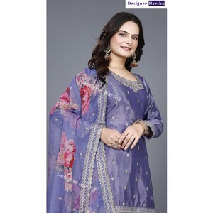 Embroidered Chinon Shalwar Kameez for Women, Pakistani Style Suit, Ladies Ethnic Party wear Palazzo Suits, Indian Festival Dresses image 5