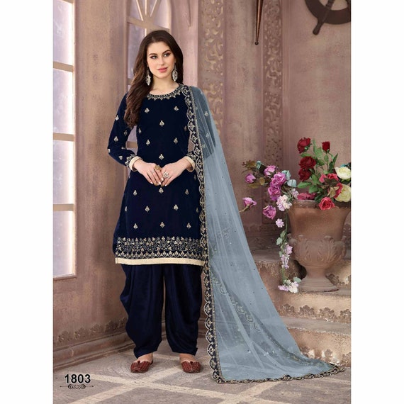 Velvet Punjabi Patiala Suits Indian Pakistani Wedding Wear